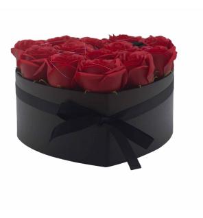 Caja de Regalo - Flor de Jabón 13 Rosas rojo - corazon