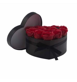 Caja de Regalo - Flor de Jabón 13 Rosas rojo - corazon