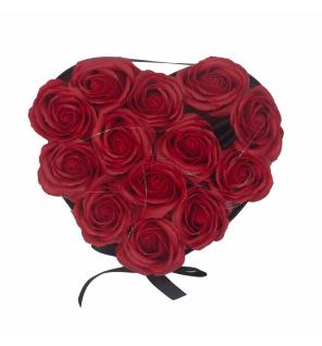 Caja de Regalo - Flor de Jabón 13 Rosas rojo - corazon