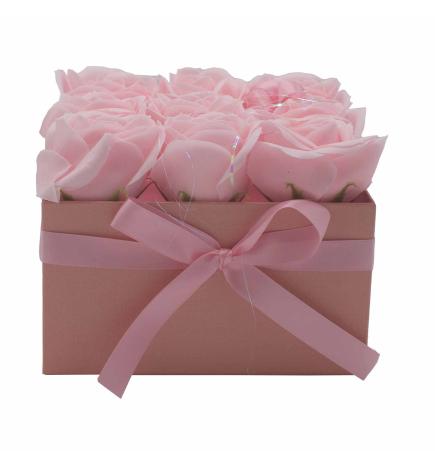 Caja de Regalo - Flor de Jabón 9 Rosas Rosas - cuadrado