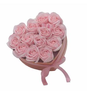 Caja de Regalo - Flor de Jabón 13 Rosas Rosas - corazon