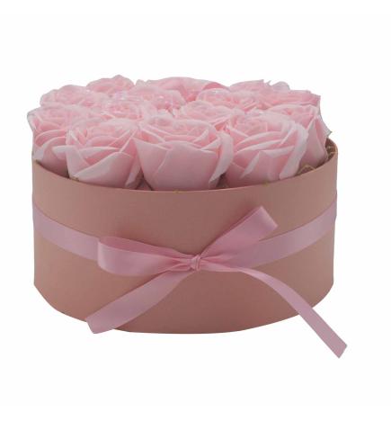 Caja de Regalo - Flor de Jabón 14 Rosas Rosas - ronda