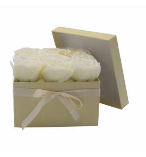 Caja de Regalo - Flor de Jabón 9 Rosas Crema - cuadrado