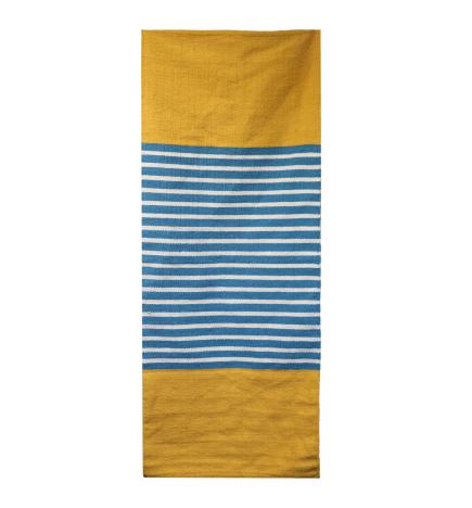 Alfombra India de Algodón - 70x170cm - Amarillo/ Azul