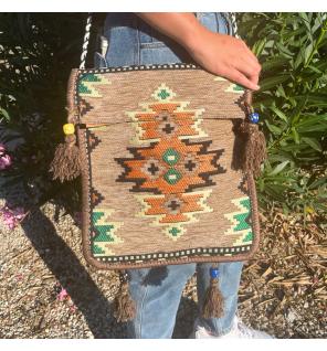 Bolso bandolera de festival Kilim beige