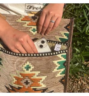 Bolso bandolera de festival Kilim beige