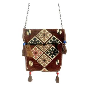 Bolso bandolera de festival Kilim de chocolate