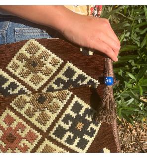 Bolso bandolera de festival Kilim de chocolate