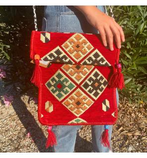 Bolso bandolera rojo Kilim Festival