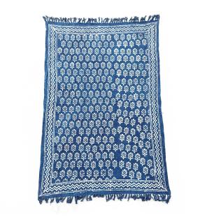 Manta índigo hecha a mano - 170x120cm - Flor de Chhota