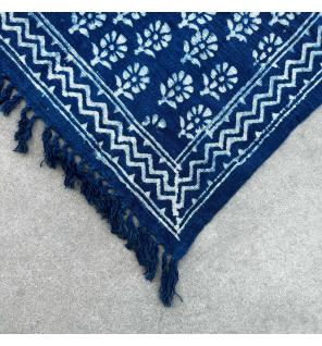 Manta índigo hecha a mano - 170x120cm - Flor de Chhota