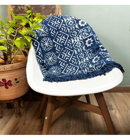 Manta índigo hecha a mano - 170x120cm - Desi Stripes