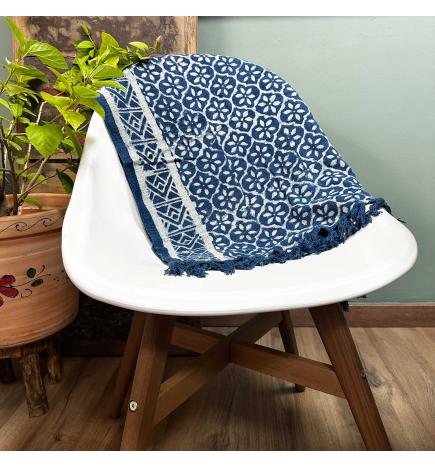 Camino de mesa índigo hecho a mano - 170x60cm - Madjid Tiles