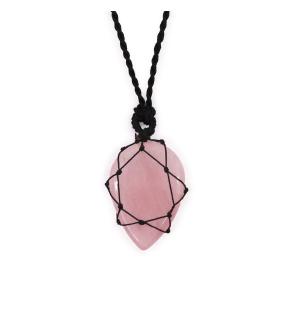 Colgante de lágrima de piedras preciosas entrelazada - Cuarzo rosa