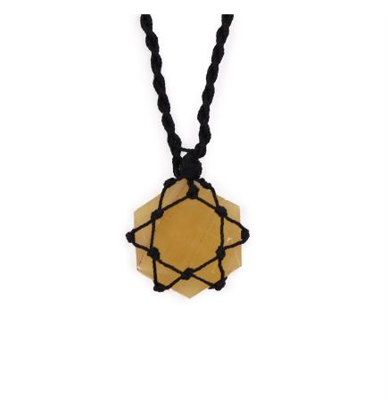 Colgante hexagonal de piedras preciosas entrelazada - Cuarzo amarillo