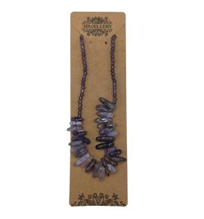 Collar de gemas de piedra larga - Amatista