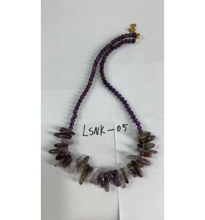 Collar de gemas de piedra larga - Amatista