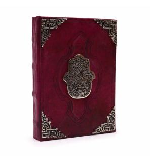 Libro Bronceado Rojo - Decoracion Hamsa de zinc con bordes de cubierta