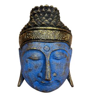 Decoración del Hogar Cabeza de Buda - 25cm - Acabado Azul Brillante
