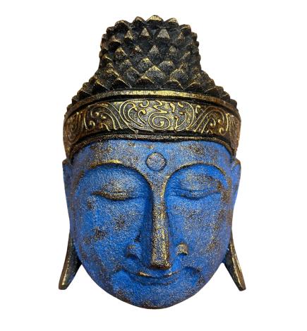 Decoración del Hogar Cabeza de Buda - 25cm - Acabado Azul Brillante