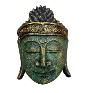 Decoración para el Hogar Cabeza de Buda - 25cm - Acabado Verde Brillante