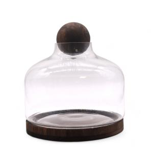 Terario Ex-Grande en Madera de Tung Oscuracon Tapa de Bola - 23x23cm