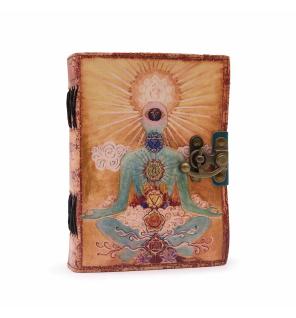 Cuaderno de Cuero - Buda 7 Chakras - 12,5x17,5cm