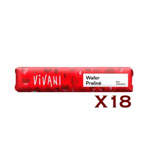 Barrita de chocolate con leche praline y barquillo bio 40g (caja 18 unds) Vivani