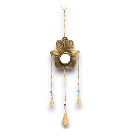 Campanas Indias Hamsa Pequeñas - Espejo 3 Campanas - 14x55cm