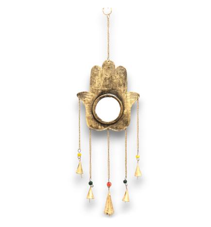 Campanas Indias Hamsa Grandes - Espejo 5 Campanas - 19x65cm