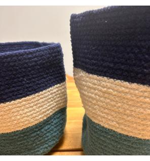 Juego de 3 cestas de cuerda de yute con mal de ojo - 15cm / 20cm / 25cm