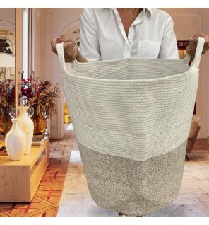 Cesto grande de cuerda de algodón 45x40cm - Beige