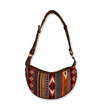 Bolso Hobo de Jacquard - Tonos Marrones Intensos (correa marrón)