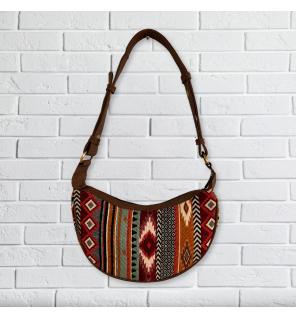 Bolso Hobo de Jacquard - Tonos Marrones Intensos (correa marrón)