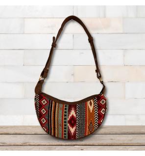 Bolso Hobo de Jacquard - Tonos Marrones Intensos (correa marrón)