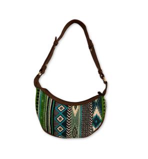 Bolso Hobo de Jacquard - Verdes Atrevidos (correa marrón)