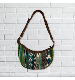 Bolso Hobo de Jacquard - Verdes Atrevidos (correa marrón)