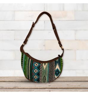 Bolso Hobo de Jacquard - Verdes Atrevidos (correa marrón)