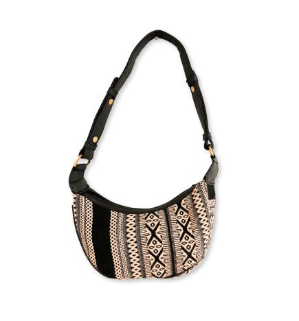 Bolso Hobo de Jacquard - Gris Metro (correa negra)