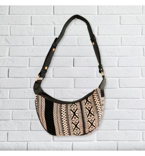 Bolso Hobo de Jacquard - Gris Metro (correa negra)