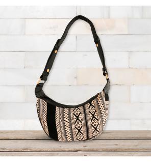 Bolso Hobo de Jacquard - Gris Metro (correa negra)