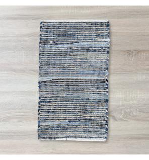 Alfombra pequeña de yute de algodón reciclado - 50x90cm - Azul