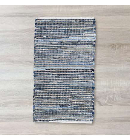 Alfombra pequeña de yute de algodón reciclado - 50x90cm - Azul