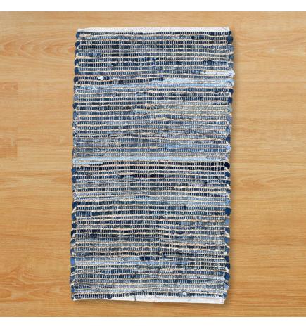 Alfombra mediana de yute de algodón reciclado - 90x150cm - Azul