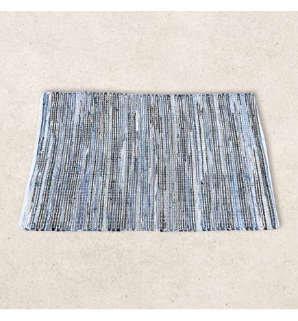 Alfombra grande de yute de algodón reciclado - 130x170cm - Azul