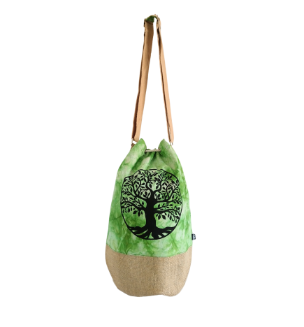 Mochila 100% Natural - Efecto Lavado Verde - Árbol de la Vida