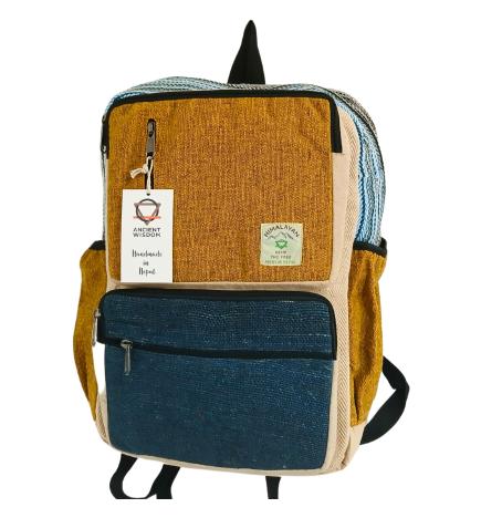 Mochila grande de cáñamo - Teal & Tumeric