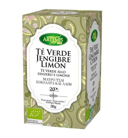 Te verde jengibre y limon 20 filtros Artemis