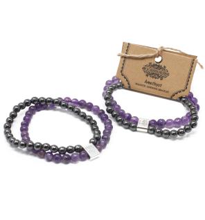 Pulsera de Piedras Preciosas Magnéticas - Amatista