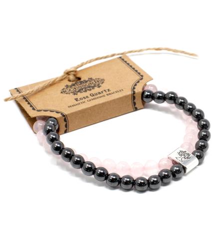 Pulsera de Piedras Preciosas Magnéticas - Cuarzo rosa